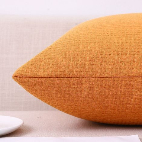 Taie d'oreiller orange 30x50 (une seule taie) Taies d'oreiller en coton et lin à motif gaufré, revêtement doux pour table de chevet, bureau, dossier et canapé. (1/5)