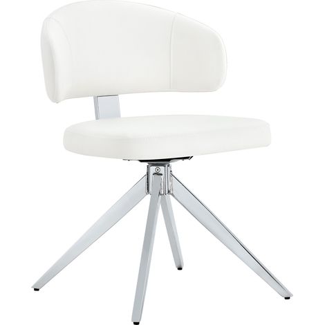 Lot de 2 chaises de salle à manger modernes pivotantes en PU avec dossier incurvé et structure métallique (1/5)