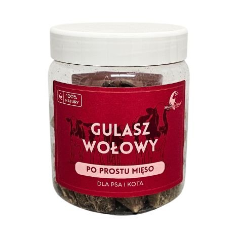 Gefriergetrocknetes Rindergulasch 70g für Hunde und Katzen Biotin Eisen GESUNDER GESCHMACK (1/2)