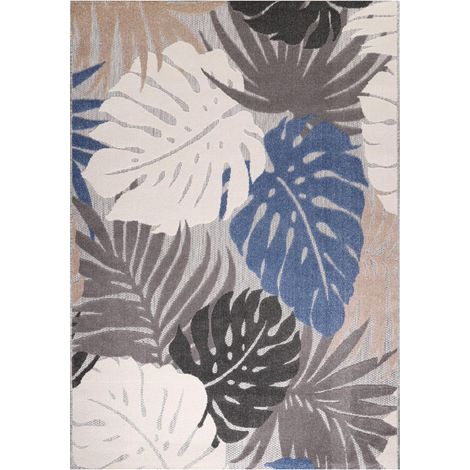 Tapis extérieur kilim 140x200 beige rectangle CHIMEKI