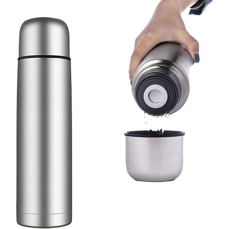 Thermos en Acier Inoxydable, Capacité de 0,75 L, Bouchon Vissé, Style Moderne (1/2)