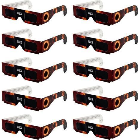 Lot de 10 paires de lunettes pour l'observation des éclipses solaires — Adaptées à l'observation des éclipses totales ou partielles — Lunettes d'observation solaire en carton (1/4)