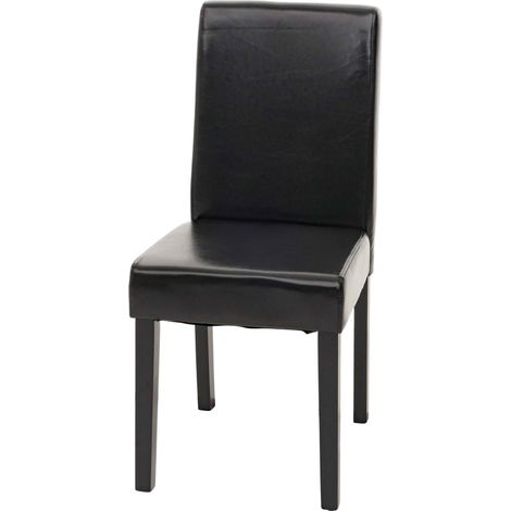 Sedia Littau pelle soggiorno cucina sala da pranzo 43x56x90cm nero piedi scuri