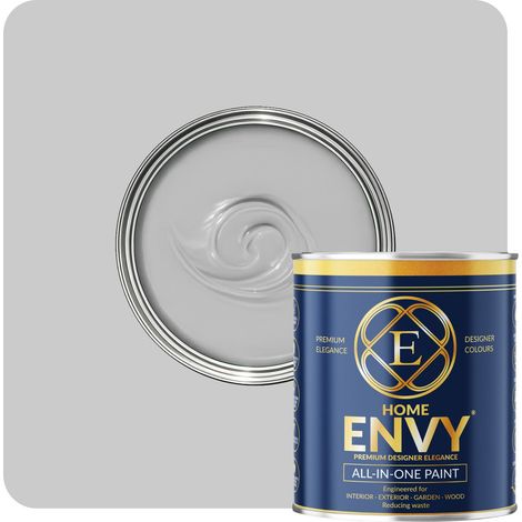 ENVY All-in-One Paint - High Coverage Paint for Interior & Exterior Walls, Wood & Furniture - Multi Surface Paint & Primer - Designer Colours For All Walls - Grey Velvet - 5L - Matt