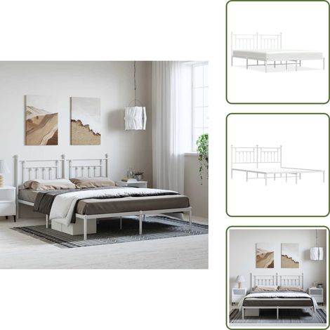 Cama de invitados - vidaXL Estructura cama sin colchón con cabecero metal blanco 183x213cm - Cama de metal