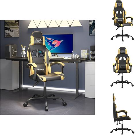 Gaming-Sessel - Living Gaming-Stuhl Schwarz und Golden Kunstleder (1/5)