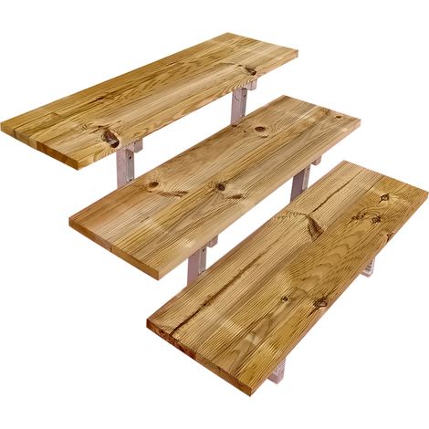 OSLO - Gartentreppe Stahl H54cm 3 Stufen Holz KDI Breite 60cm