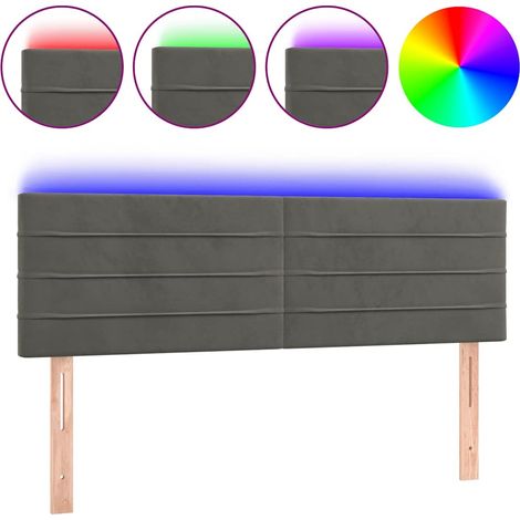 Maison Exclusive - LED Kopfteil Dunkelgrau 144x5x78/88 cm Samt (1/5)