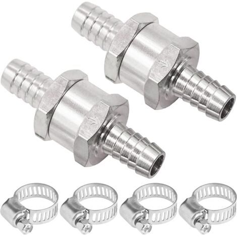 2Pcs 10 mm Clapet Anti-Retour,Clapet anti-retour de carburant en aluminium à sens unique, D'aluminium Non Retour Anti-Retour,Valve Contrôle avec 4 colliers serrage (1/5)