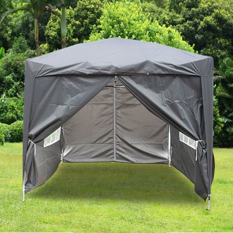 2x2m Pop Up Gazebo Outdoor Marquee Party Tent with 4 Leg Weights Bags Anthracite (1/5)