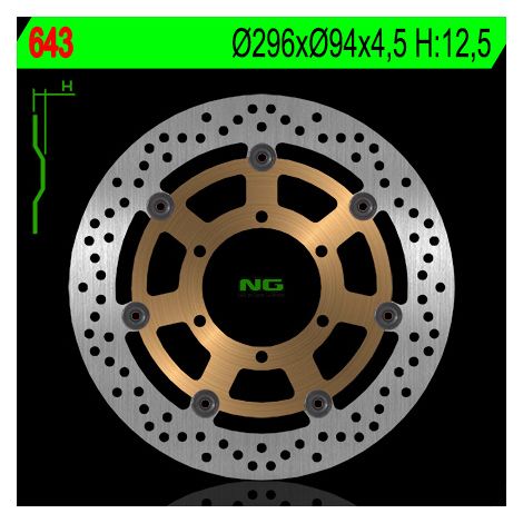 Disco de freno delantero NG para Honda CBR 600F '01-'10, CB 900F '02-'07 VTX 1800C '01-'08 (296X94X4.5) (6X6.5mm)