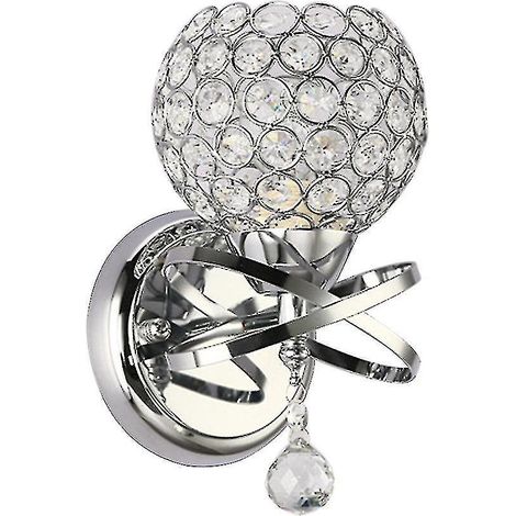Applique murale en tube de fer courbé, lampe de chevet en cristal, décoration moderne pour chambre et salon (argent, blanc)