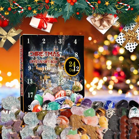 Créations en cristal naturel - Compte à rebours de Noël - Boîte surprise en cristal - Cadeau en cristal