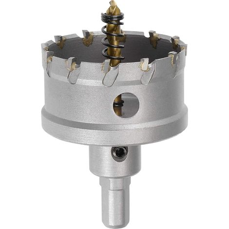 Fraise à trou en carbure de 60 mm, scie cloche pour tôle d'acier inoxydable, queue triangulaire antidérapante, avec foret de centrage revêtu de titane (1/3)