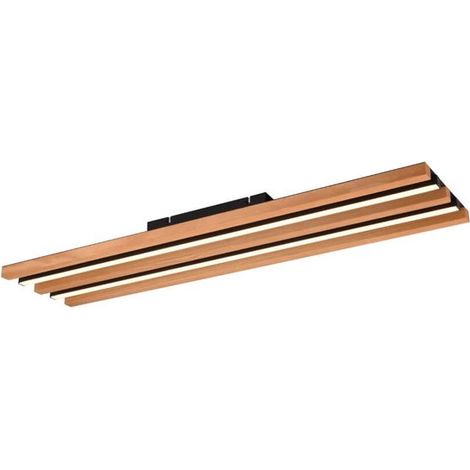 Plafonnier rectangulaire noir/bois LED 27W Trio Fontana