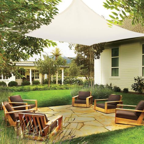 Parasol rectangulaire imperméable 3 x 4 m pour jardin ou terrasse, protection UV 95 % - Beige (1/5)
