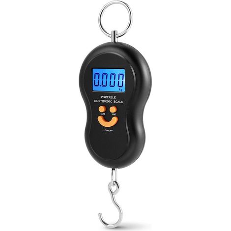 Bilancia digitale da viaggio per valigie con gancio, elettronica con display LCD illuminato, portata 40 kg. Bilancia digitale intelligente e portatile per valigie e scatole per attrezzatura da pesca,  (1/5)