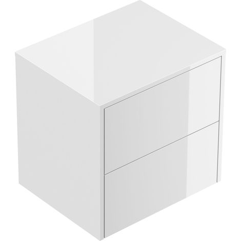 Design Nachttisch Concepto M 50cm hängend, 2 Pushauszüge Weiß Hgl