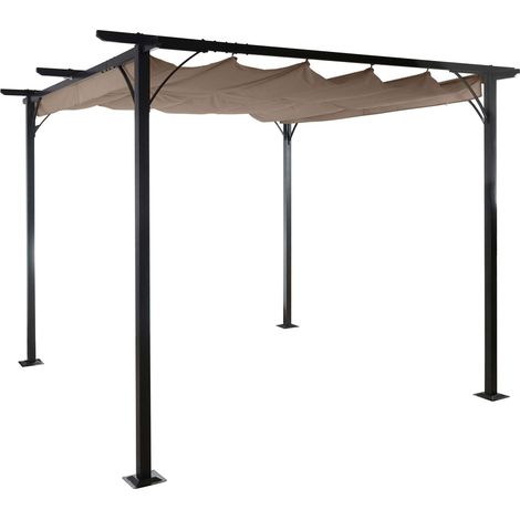 [NON UTILIZZATO] Gazebo pergola baldacchino moderno elegante giardino patio HHG-116 acciaio poliestere 3,5x3,5m marrone