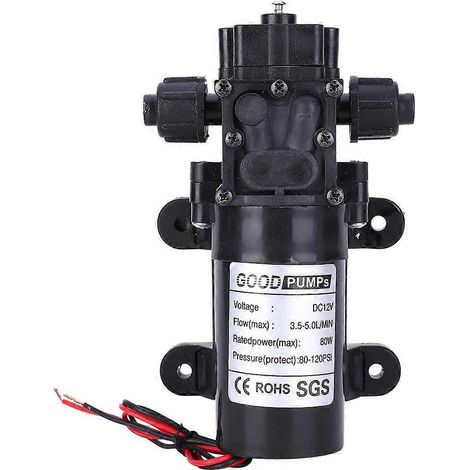 Mini pompe à membrane anti-retour, auto-amorçante, G1/2 DC12V FL3210H-80W, sortie d'eau 10 mm à droite