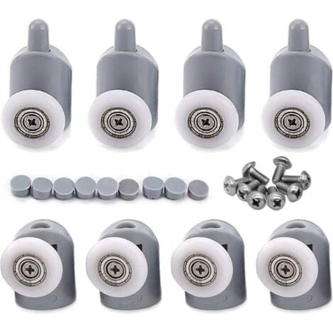 8 Pcs 23mm Galet Rouleau Roulette Roue pour Porte de Douche, Roulettes Coulissantes Porte Salle de Bain (1/5)