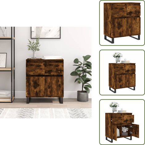 Aparador roble ahumado - vidaXL Aparador madera contrachapada color roble ahumado 60x35x70 cm - Muebles de almacenamiento