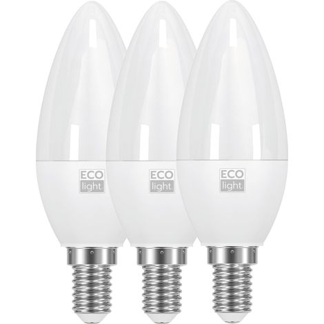 Ecolight LAMPADA A LED CANDELA E14 3 PZ. luce fredda 8 W 20.00 confezioni