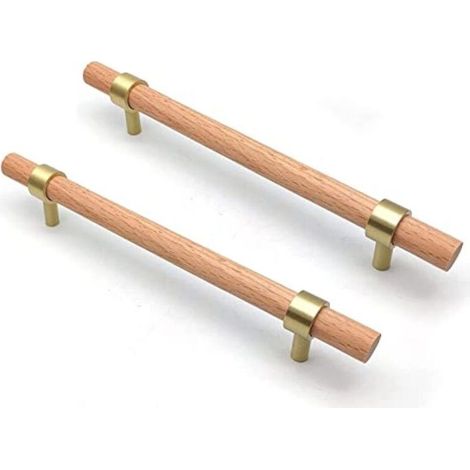 poignée de meuble en Bois, 6 pièce Poignée en bois-poignées de placard en bois poignée de meuble cuisine en bois Entraxe 160mm (1/4)