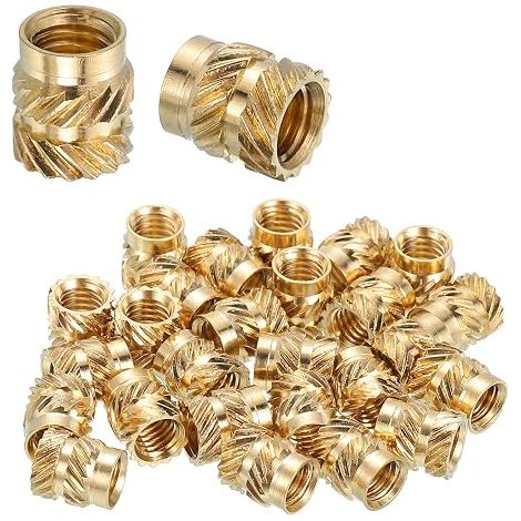 18 Pièces Rondelles Filetées M6 x 8mm L x 8mm OD Laiton naturel Écrous Métriques Moletés Filetage Femelle Rondelles À Encastrer Par Chaleur Pour Impression 3D Et Matières (1/5)