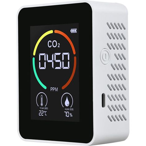 CO₂-Luftdetektor, Kohlendioxid-Detektor, Landwirtschaftliche Produktion, Gewächshaus-CO₂-Monitor, Weiß, Modell: Weiß, Sunny