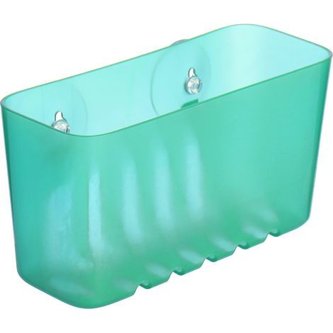 Turquoise Plastic Suction Cup Shelf 20x8.5x11cm Wall Mounted Bathroom (1/3)