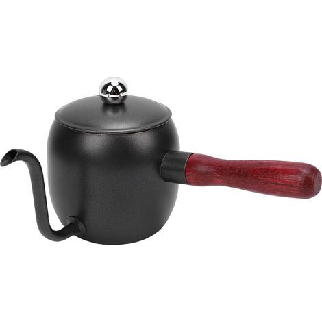 500-ml-Kaffeekessel aus Edelstahl 304 mit Schwanenhalsausguss und Holzgriff für Zuhause, Büro und Camping – Schwarz (1/5)