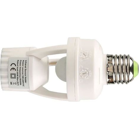 Douille Detecteur De Mouvement E27 - Délai Réglable 10 à 300 S - Capteur IR + Photocontrol - Pour Sous-sol Garage Escalier - 1 Pièce (1/4)