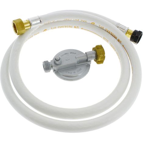 Home Equipement – Tuyau gaz butane 1m50 90140 – Détendeur 28MBAR conforme NF 16129 – Raccords 1/2 gaz pour barbecue et cuisinière – Validité 10 ans