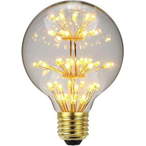 G80 3W LED Ampoule de Filament Forme classique sphérique,220V E27 Culot, Blanc Chaud 2200K, Angle de Faisceau 360°, Equivalent à 30 Watt,Surface imprimée aspect starry (G80) (1/5)