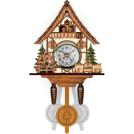 Horloge Coucou Murale Antique en Bois avec Pendule et Sonnerie Automatique, Décoration Maison Pendule Oiseau (1/5)