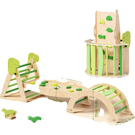 Aire de jeux pour enfants, ensemble d'escalade 7-en-1, toboggan réglable, comme pic-a (1/2)