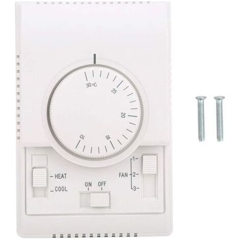 Thermostat Climatisation Centrale - 110-220 V AC - Interrupteur Mécanique 2 Voies - Pour Ventilo-Convecteurs et Vannes - 10 à 30 ℃ - 1 Pièce (1/5)