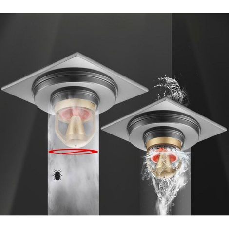 Siphon De Sol Baignoire Couvercle De Vidange Amovible pour Salle De Bains Salle De Douche Toilette Carrée Crépine Noir 10x10 cm (1/4)