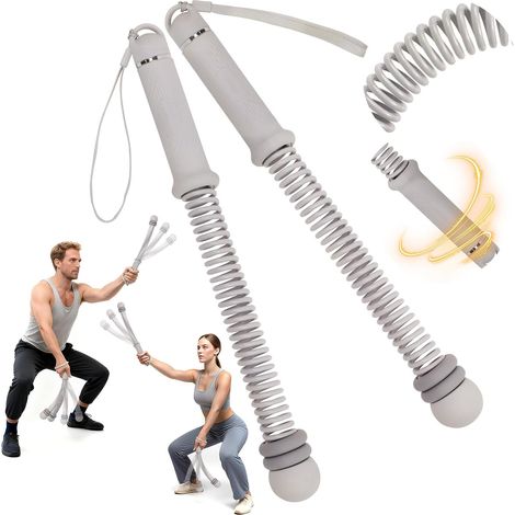 No Rope Battle Rope with Adjustable Weights, Quiet Fitness Tool Easy to Carry for Total Body Sculpture, Cardio and Fat Burning (Grey) (1/5)