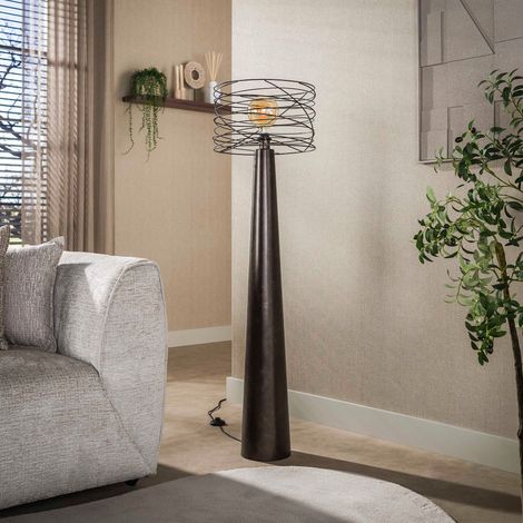 Lampadaire avec abat-jour spirale 40x145 cm en métal brun - SPIRA