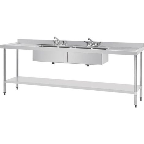 Evier en acier inoxydable - 2400 x 600 x 900 mm - VOGUE (1/5)
