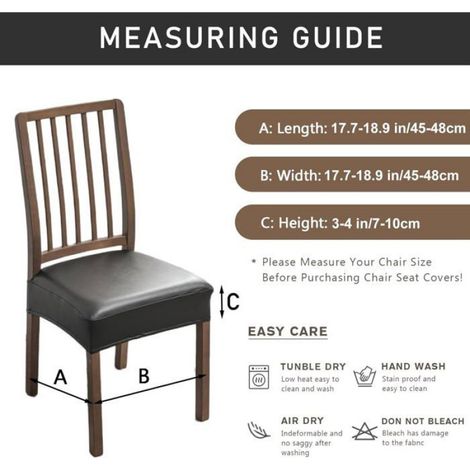 Lot de 2 housses de siège imperméables pour chaises de salle à manger, housses de siège et de dossier en similicuir (noir) (1/4)