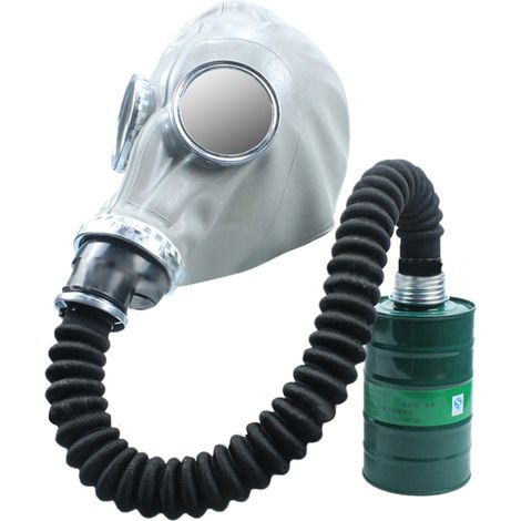Masque respiratoire intégral anti-projection chimique et peinture, avec capuche de protection, tuyau 0,5 m et cartouche n°4, défense contre les gaz. (1/5)