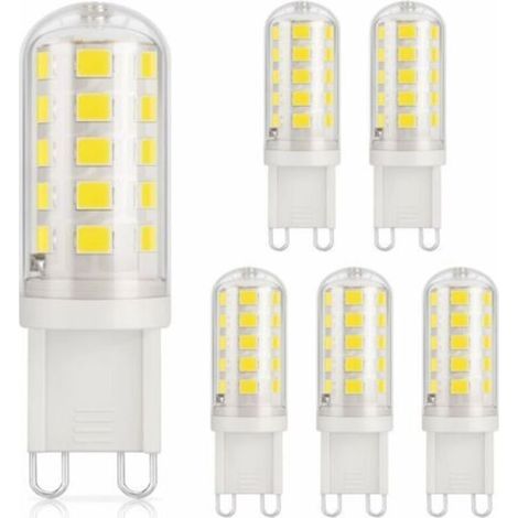 6er-Pack G9 3W LED-Lampe, 350LM, entspricht 40W Halogen, Kaltweiß 6000K, 220-240V, CRI 82, Nicht dimmbar, Energiesparend, Keramiksockel, Standard G9-Sockel
