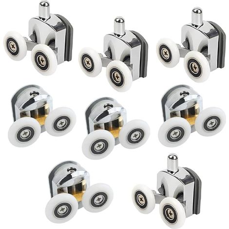 WeddHuis 8-teiliges Set 23-mm-Duschtürrollen, Schiebetürrollen für Duschtüren, Schiebetüren, für Glasschiebetüren, 4 oben und 4 unten (1/5)