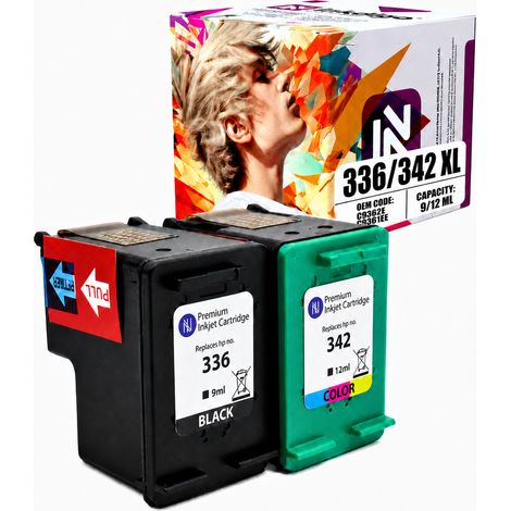 Inchiostro Inkdigo 336 XL 342 XL compatibile con HP DeskJet 5420V OfficeJet 6304, certificato TÜV. (1/5)