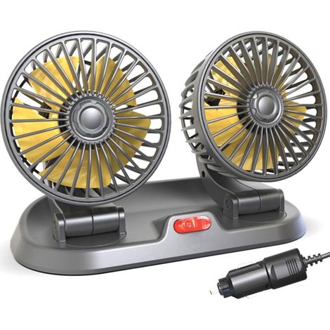 Ventilatore per auto a doppia testa da 12 V, raffreddamento automatico, portatile, grande vento elettrico, pieghevole (1/4)