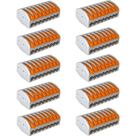 PCT-218 Lever-Nut Wire Connector Set, 8 Ports Conductor Compact Wire Connectors, Compact Connector Spring Terminal Block (1/4)