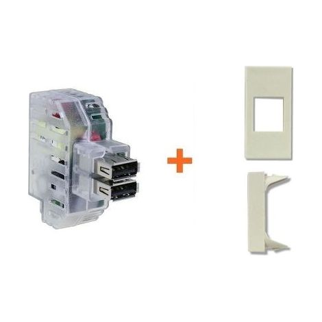 Fanton caricatore doppia presa USB A 5V 2,4A compatibile Legrand Vela bianca - 82892-VB